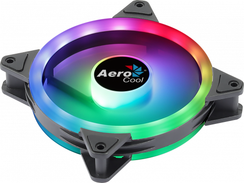 AEROCOOL DUO 12 ARGB FAN, 12CM, DOUBLE RING, 3,4&amp;6-PIN, ANTIVIBRATION, PWM