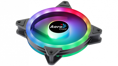 AEROCOOL DUO 12 ARGB FAN, 12CM, DOUBLE RING, 3,4&amp;6-PIN, ANTIVIBRATION, PWM