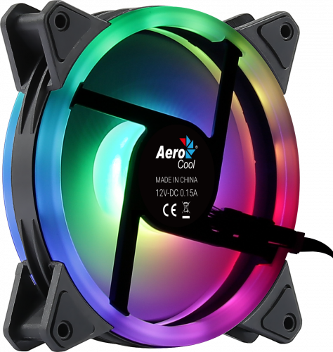 AEROCOOL DUO 12 ARGB FAN, 12CM, DOUBLE RING, 3,4&amp;6-PIN, ANTIVIBRATION, PWM