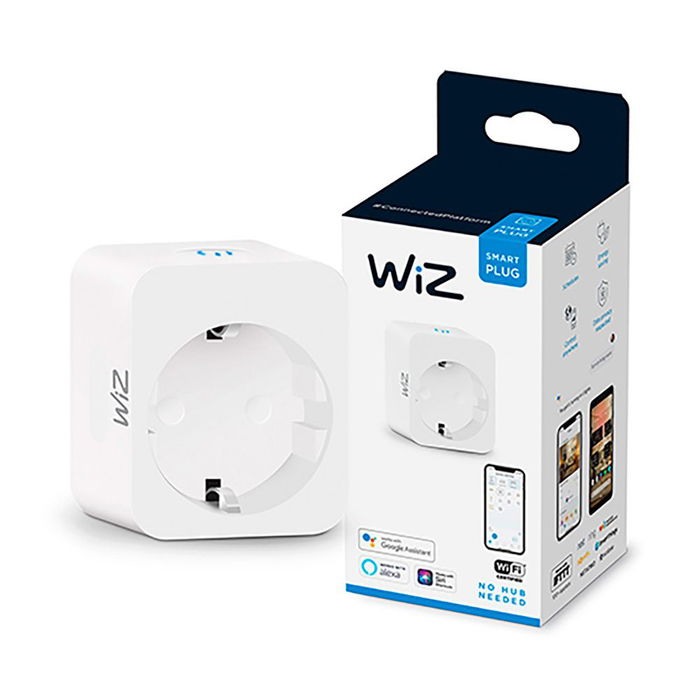 Wiz Enchufe Inteligente Wifi Compatible con Google Alexa Siri Control por Voz 4.9x5.9cm 230V IP20 Max 2300W 10A