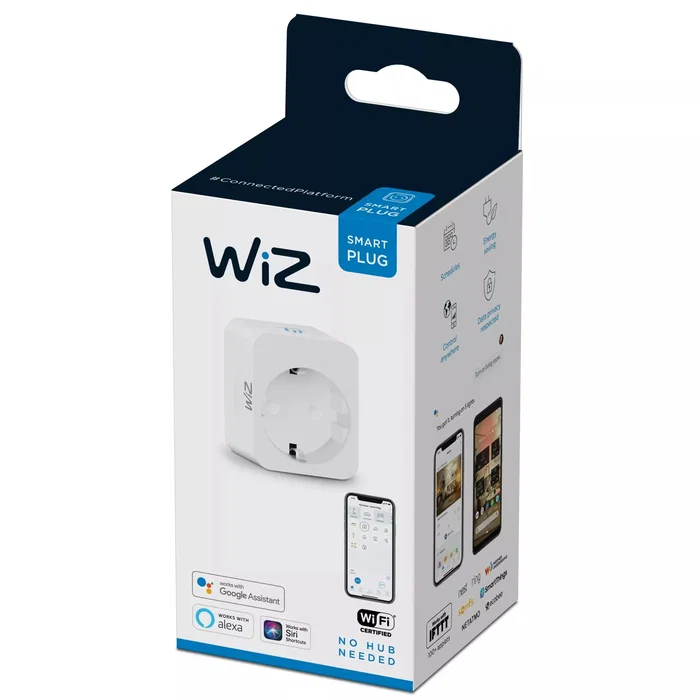 Philips WiZ Enchufe Inteligente WiFi 8718699789329, Blanco, Tipo F, 2300W, Control por Voz y App para Automatización del Hogar