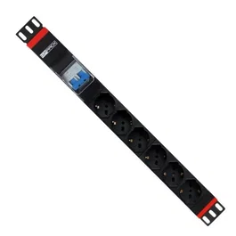WP WPN-PDU-G02-06 Regleta/PDU 1U para Rack 19" - 6 Tomas Salidas AC Tipo F - 3500W - Cable 2m - Negro/Rojo