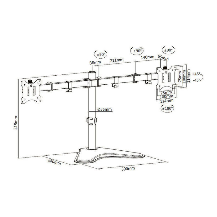 EQUIP Soporte de sobremesa doble para monitores de 17-32 pulgadas