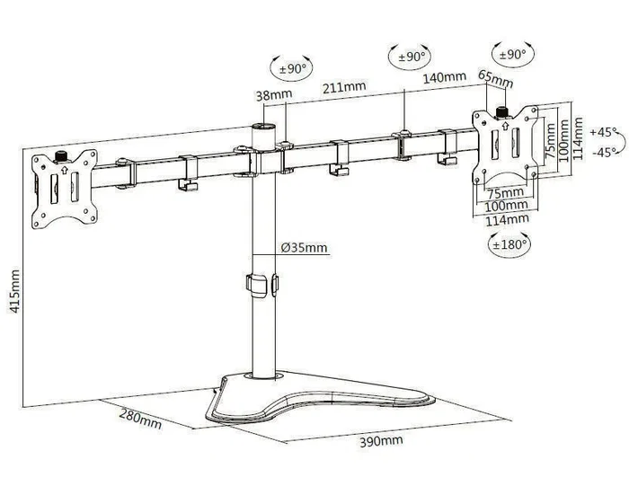 EQUIP Soporte de sobremesa doble para monitores de 17-32 pulgadas