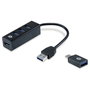 Conceptronic Hubbies04B Hub USB 3.0 de 4 Puertos con Adaptador USB-C, Negro