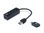 Conceptronic Hubbies04B Hub USB 3.0 de 4 Puertos con Adaptador USB-C, Negro