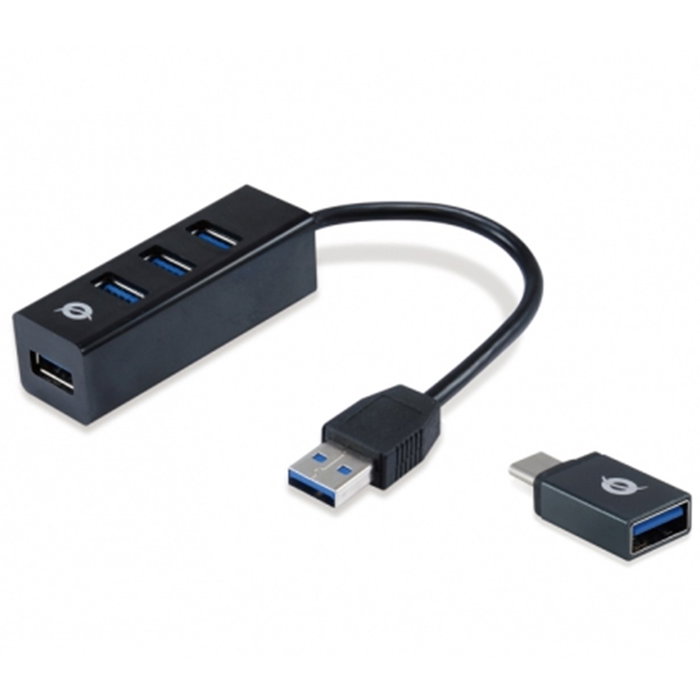 Hub usb 3.0 conceptronic hubbies04b 4 puertos usb 3.0 color negro y adaptador a usb-c Hub usb 3.0 conceptronic hubbies04b 4 puertos usb 3.0 color negro y adaptador a usb-c