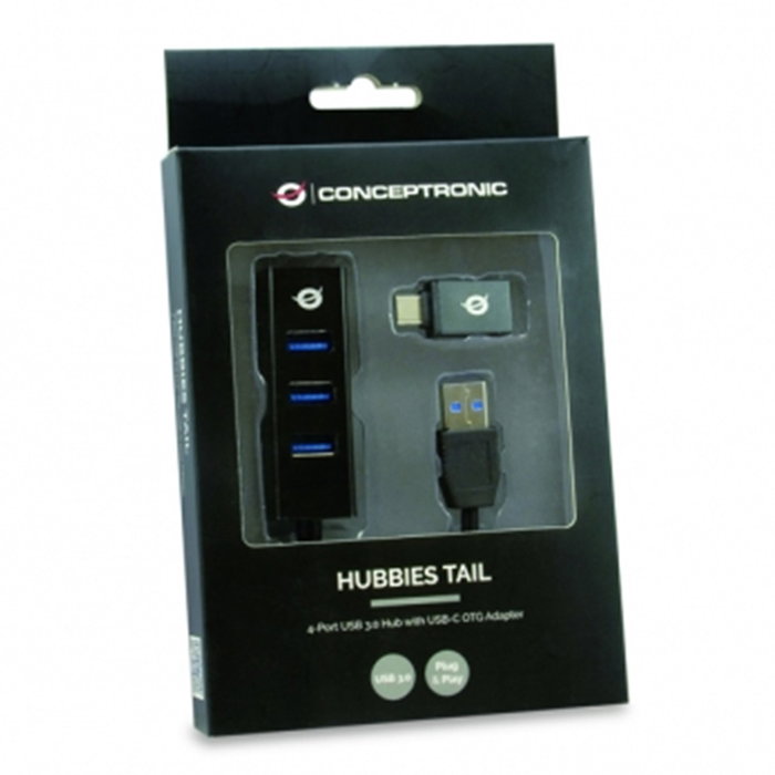 Hub usb 3.0 conceptronic hubbies04b 4 puertos usb 3.0 color negro y adaptador a usb-c Hub usb 3.0 conceptronic hubbies04b 4 puertos usb 3.0 color negro y adaptador a usb-c