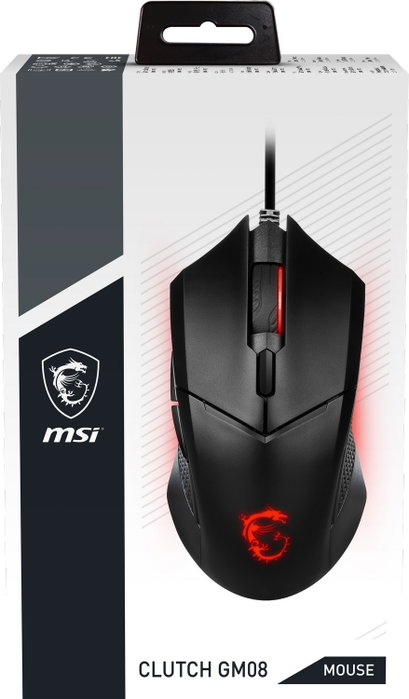 MSI Clutch GM08 Ratón Ergonómico para Gaming, Cable USB, Negro, 4200 DPI, Iluminación Roja MSI Clutch GM08 Ratón Ergonómico para Gaming, Cable USB, Negro, 4200 DPI, Iluminación Roja
