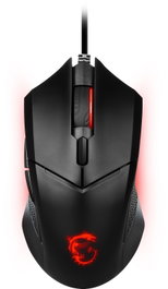 MSI Clutch GM08 Ratón Gaming Ergonómico Cableado 4200 DPI Óptico Negro Retroiluminado Rojo 6 Botones USB Diestro