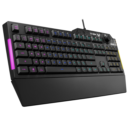 Asus 90MP01X0-BKSA00 Teclado Gaming TUF Gaming K1 con Iluminación RGB, Reposamuñecas y Teclas Programables, Español, Negro