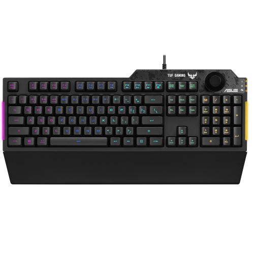 Asus 90MP01X0-BKSA00 Teclado Gaming TUF Gaming K1 con Iluminación RGB, Reposamuñecas y Teclas Programables, Español, Negro