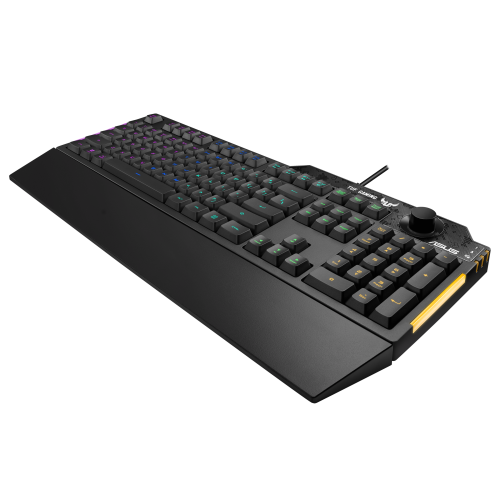 Asus 90MP01X0-BKSA00 Teclado Gaming TUF Gaming K1 con Iluminación RGB, Reposamuñecas y Teclas Programables, Español, Negro