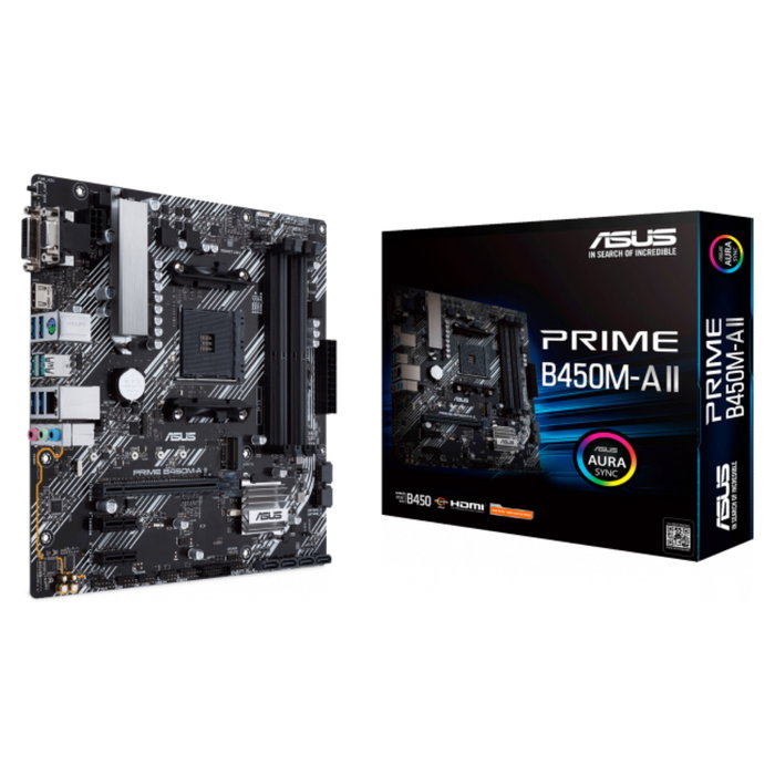 ASUS AM4 PRIME B450M-A II Placa Base para PC, AMD B450 Chipset, Micro ATX ASUS AM4 PRIME B450M-A II Placa Base para PC, AMD B450 Chipset, Micro ATX