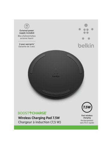 Belkin Cargador Inalámbrico Qi 10W con Adaptador de CA Negro