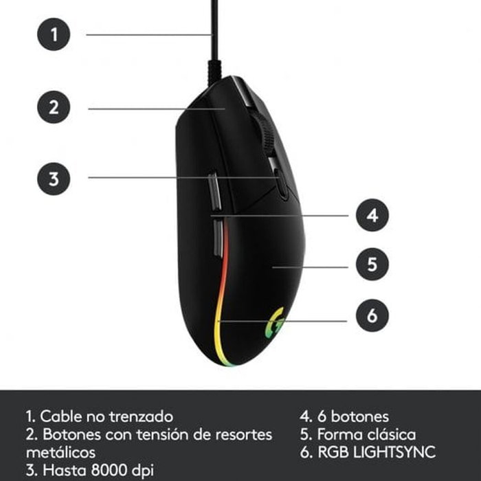 Logitech G102 Lightsync Negro
