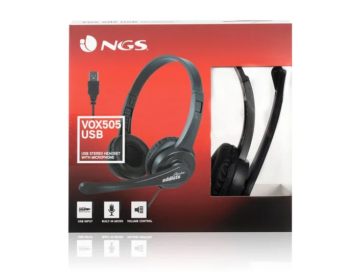 NGS Vox505 USB Auriculares de Diadema con Micrófono Negro