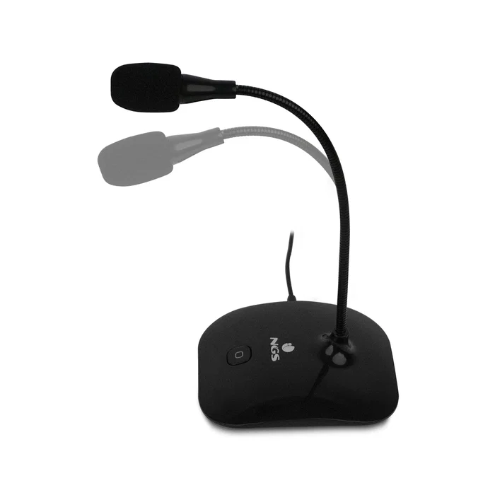 NGS Micrófono Sobremesa MS-115 Negro para PC, Gaming y Videoconferencias con Cuello Flexible, Omnidireccional, Conexión Jack 3.5 mm, Botón Mute y Reducción de Ruido