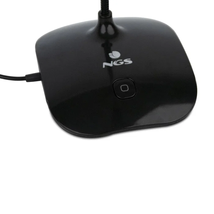 NGS Micrófono Sobremesa MS-115 Negro para PC, Gaming y Videoconferencias con Cuello Flexible, Omnidireccional, Conexión Jack 3.5 mm, Botón Mute y Reducción de Ruido