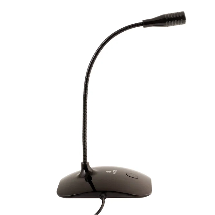 NGS Micrófono Sobremesa MS-115 Negro para PC, Gaming y Videoconferencias con Cuello Flexible, Omnidireccional, Conexión Jack 3.5 mm, Botón Mute y Reducción de Ruido