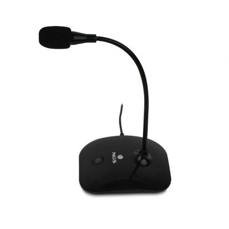 NGS MS115 Micrófono Sobremesa Omnidireccional para Juegos y Videoconferencias con Cuello de Cisne y Botón Mute