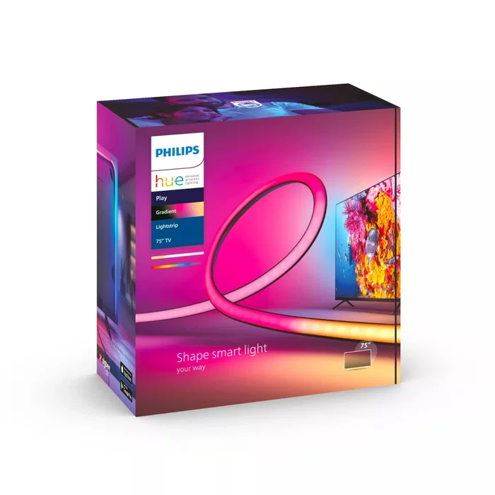 Philips Hue Play Gradient Lightstrip 75'' 8718699784799 Tira LED Inteligente Blanco y Color para TV, Requiere Bridge y Sync, ZigBee, IP20