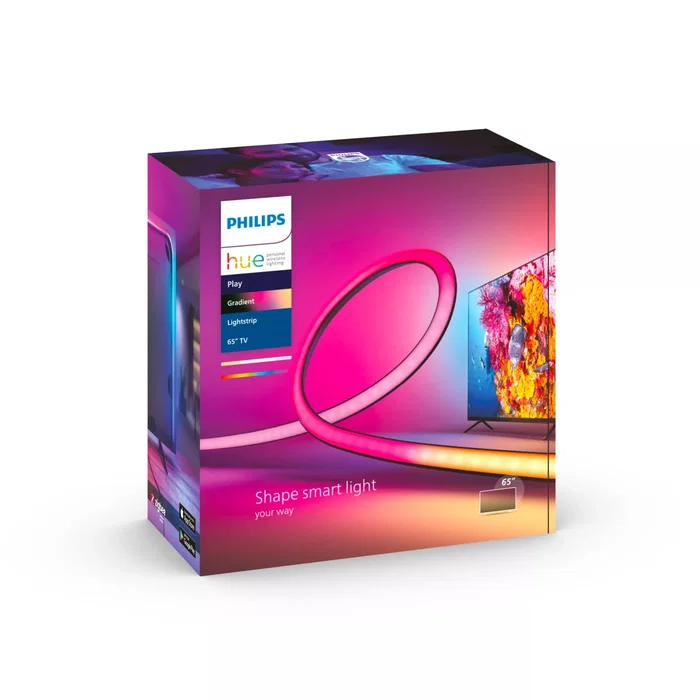 Philips Hue Play Gradient LightStrip 65'' - Tira LED Inteligente Blanco y Color para TV, Bluetooth/Zigbee, 20W - Requiere Hue Bridge y Hue Sync