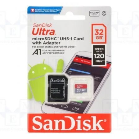 SanDisk SDSQUA4-032G-GN6MA Tarjeta de Memoria microSDHC 32 GB con Adaptador, Clase 10, UHS-I, A1, Velocidad de Lectura 120 MB/s SanDisk SDSQUA4-032G-GN6MA Tarjeta de Memoria microSDHC 32 GB con Adaptador, Clase 10, UHS-I, A1, Velocidad de Lectura 120 MB/s