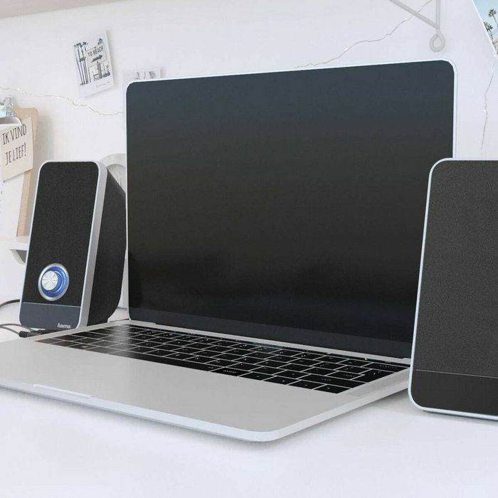 Hama Altavoces PC Sonic LS206 Negro, 2.0 Estéreo, Conexión USB 3.0 y 3.5 mm, Frecuencia 50-20000 Hz, Para Ordenador y Notebook