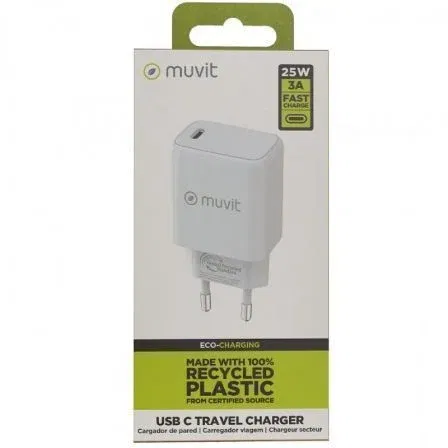 Muvit For Change MCACC0012 Cargador de Pared USB Tipo-C 20W Blanco