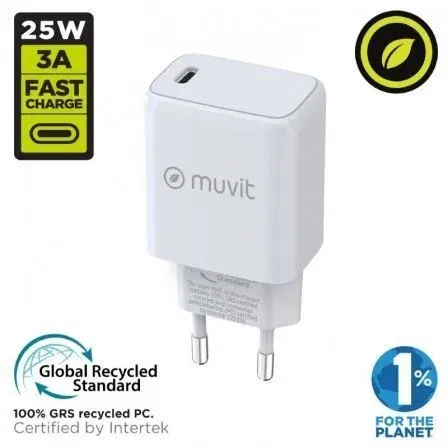 Muvit For Change MCACC0012 Cargador de Pared USB Tipo-C 20W Blanco