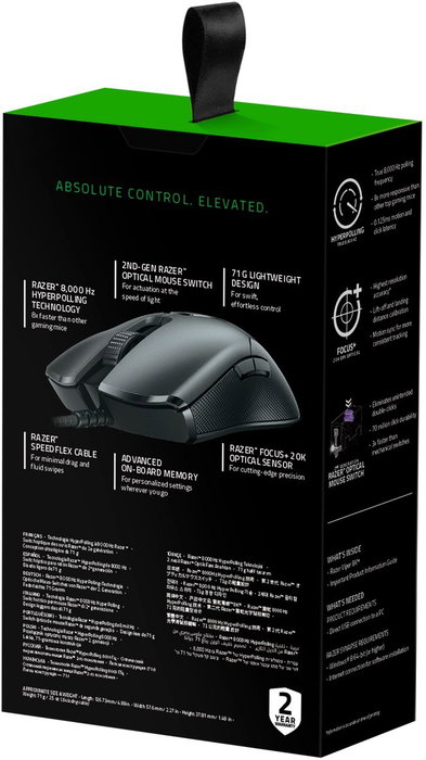 Razer Viper 8KHz Ratón Gaming Óptico 20000 DPI Negro