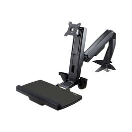 Startechcom Soporte Ergonómico de Pie y Sentado, Brazo Ajustable VESA, para Pantallas de hasta 24", 43.9cm Altura Ajustable