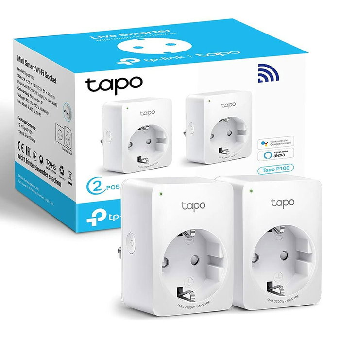 TP-Link Tapo P100 Pack de 2 Enchufes Inteligentes Wi-Fi Blanco TP-Link Tapo P100 Pack de 2 Enchufes Inteligentes Wi-Fi Blanco