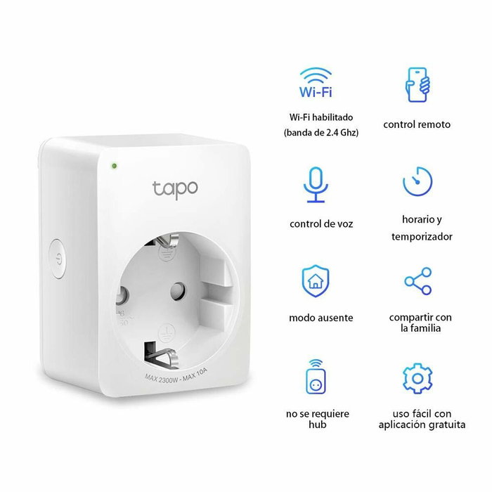 TP-Link Tapo P100 Pack de 2 Enchufes Inteligentes Wi-Fi Blanco TP-Link Tapo P100 Pack de 2 Enchufes Inteligentes Wi-Fi Blanco