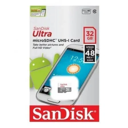SanDisk Tarjeta de Memoria Micro SDHC 32GB Clase 10 UHS-I U1 Velocidad 100MB/s con Adaptador SDSQUNR-032G-GN3MA