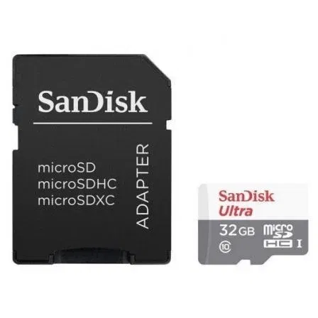 SanDisk Tarjeta de Memoria Micro SDHC 32GB Clase 10 UHS-I U1 Velocidad 100MB/s con Adaptador SDSQUNR-032G-GN3MA