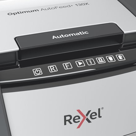 Rexel Optimum AutoFeed+ 130X Destructora de papel Corte cruzado Negro, Plata