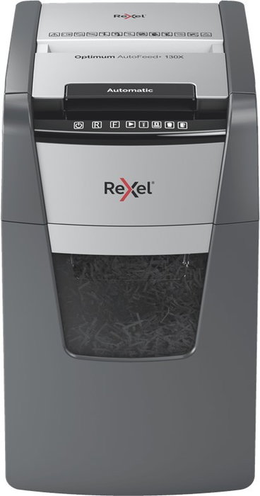 Rexel Optimum AutoFeed+ 130X Destructora de papel Corte cruzado Negro, Plata