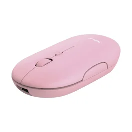 Trust Puck Ratón Inalámbrico Oficina Bluetooth y RF, Silencioso, Recargable USB-C, Ambidiestro, 1600 DPI, Ultrafino 27mm, Rosa