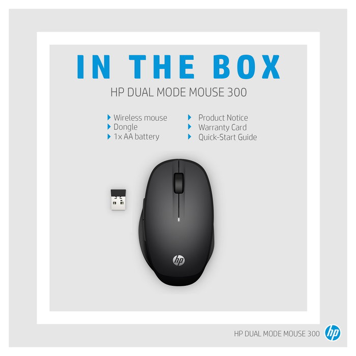 HP Dual Mode Black Mouse 300 Negro