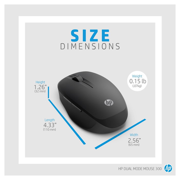 HP Dual Mode Black Mouse 300 Negro