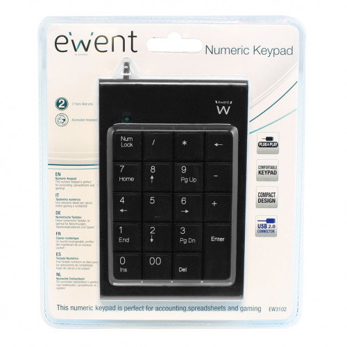 Ewent EW3102 Teclado Numérico USB Negro Ewent EW3102 Teclado Numérico USB Negro