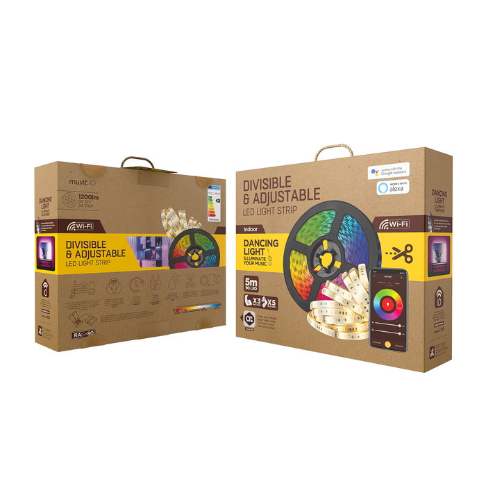 Muvit Tira LED Io Wifi Rgb+Cct 5 Metros Controlable por App y Asistentes de Voz