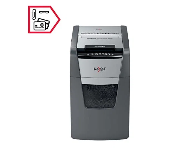 Rexel Optimum AutoFeed 150X Destructora Automática P-4, 150 Hojas, Negro/Gris