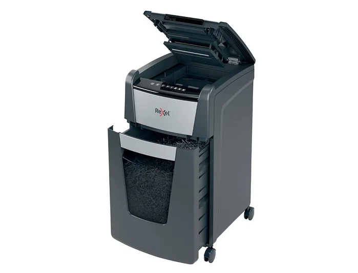 Rexel Optimum AutoFeed+ 225X Destructora de Papel Corte Cruzado Negro y Gris Rexel Optimum AutoFeed+ 225X Destructora de Papel Corte Cruzado Negro y Gris