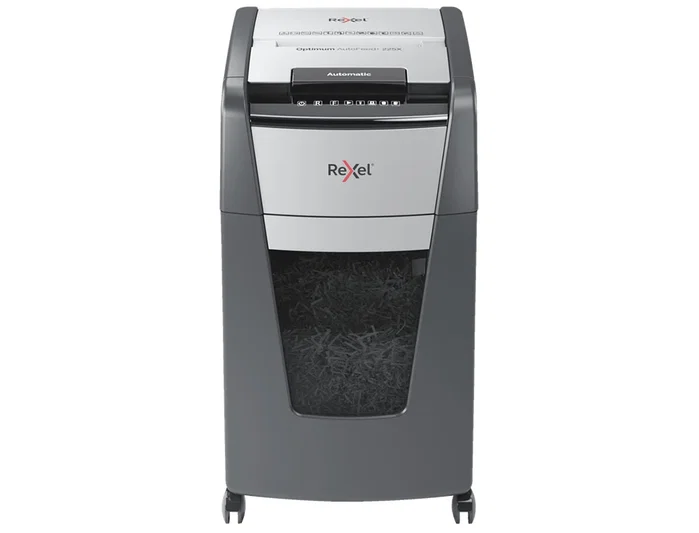 Rexel Optimum AutoFeed+ 225X Destructora de Papel Corte Cruzado Negro y Gris Rexel Optimum AutoFeed+ 225X Destructora de Papel Corte Cruzado Negro y Gris
