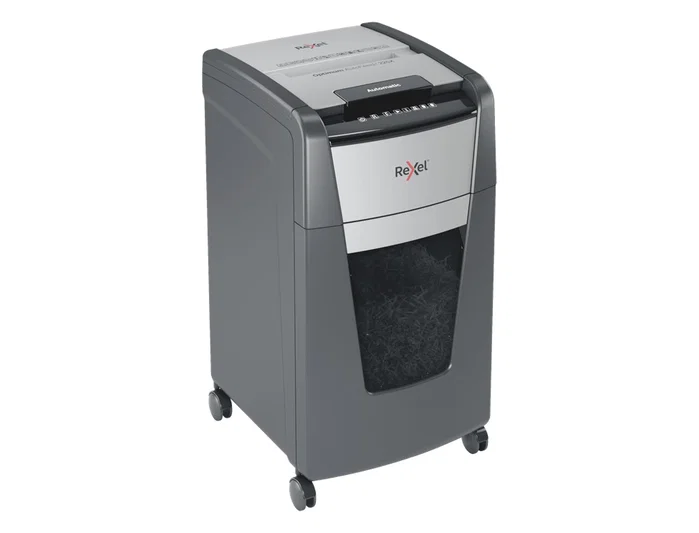 Rexel Optimum AutoFeed+ 225X Destructora de Papel Corte Cruzado Negro y Gris Rexel Optimum AutoFeed+ 225X Destructora de Papel Corte Cruzado Negro y Gris