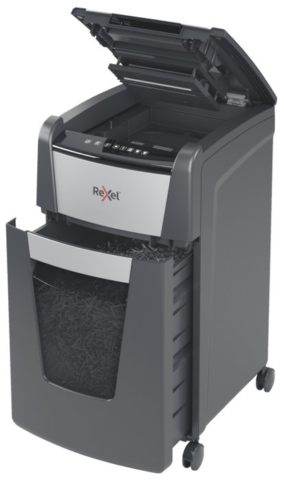 Rexel Optimum AutoFeed+ 225X Destructora de Papel Corte Cruzado Negro y Gris Rexel Optimum AutoFeed+ 225X Destructora de Papel Corte Cruzado Negro y Gris