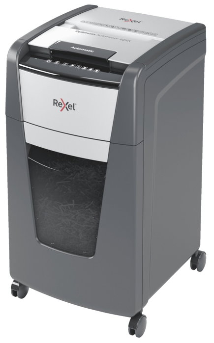 Rexel Optimum AutoFeed+ 225X Destructora de Papel Corte Cruzado Negro y Gris Rexel Optimum AutoFeed+ 225X Destructora de Papel Corte Cruzado Negro y Gris